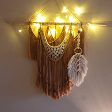 Load image into Gallery viewer, Layered Macrame Wall Hanging With Macrame Feather
