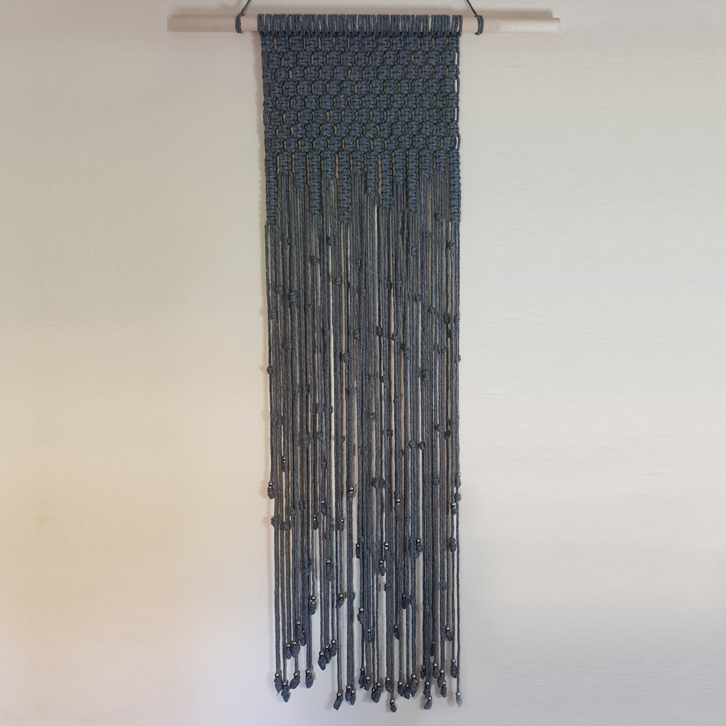 Macrame & Chrome Cascade Wall Hanging