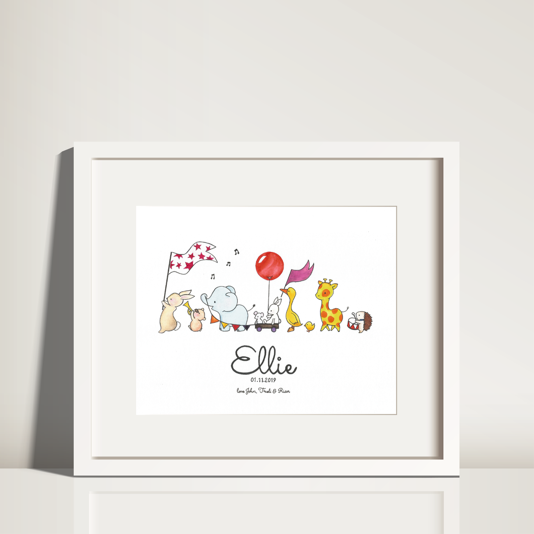 Customisable Watercolour Baby Animals Celebration