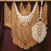 Load image into Gallery viewer, Layered Macrame Wall Hanging With Macrame Feather
